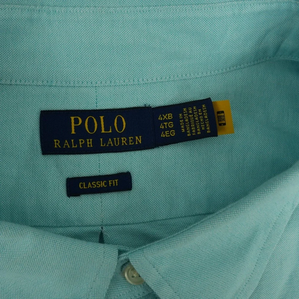 Polo Ralph Lauren Button Down Shirt Men 4XB Blue Short Sleeve Classic Fit Cotton